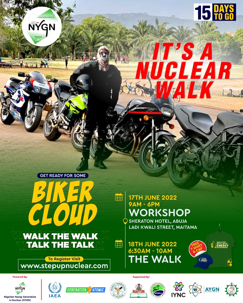 The first Global Nuclear Technology event is going  to be a fun filled.

Please visit stepupnuclear.com to register and claim your free T-shirt and Caps
.
.
.
.
.
.

#IAEA
#genetionatomic 
#nuclearwalk
#rea
#ecn
#nemsa
#nasdra
#naptin
#rainbowskaters
#bikers