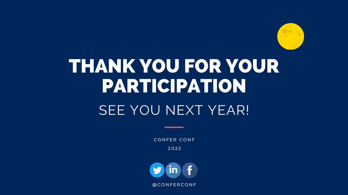 Thank you all for joining us for our third edition of Confer Conf! We are very happy to see you all! Thanks to our participants, speakers, partners, and the team for making it all possible! 🎉