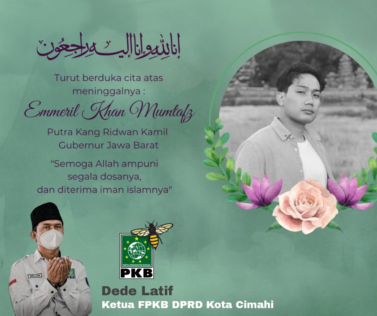 FPKB DPRD Cimahi 
Turut berduka cita atas wafatnya A Eril .Aa orang baik dan IngsyaAllah Aa Husnul khatimah
<a href="/ridwankamil/">Ridwan Kamil</a> kang Emil beserta teteh dan adik2 Aa diberi ketabahan.
Alfatihah
<a href="/cakimiNOW/">A Muhaimin Iskandar</a> 
<a href="/SyaifulHooda/">Syaiful Huda</a> <a href="/AcepJamaludin01/">Acep Jamaludin</a> 
<a href="/UbesDedi/">Dedi Ubes</a> <a href="/pkb_kotacimahi/">PKB Kota Cimahi</a>