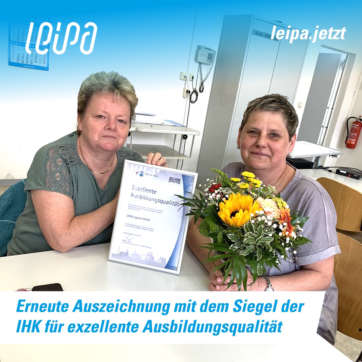 Leipa_Group's tweet photo. Wir gratulieren den Kolleginnen & Kollegen der LEIPA Georg Leinfelder GmbH sowie der LEIPA Logistik GmbH in Schwedt/Oder zur erneuten Auszeichnung mit dem Siegel der IHK für exzellente Ausbildungsqualität!
#leipa #teamleipa #schwedt #ausbildung #auszeichnung #ihkostbrandenburg https://t.co/Jwo8ykWwrM
