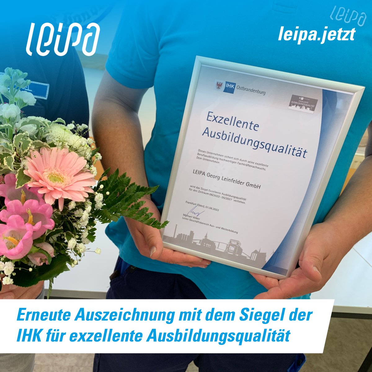Leipa_Group's tweet photo. Wir gratulieren den Kolleginnen & Kollegen der LEIPA Georg Leinfelder GmbH sowie der LEIPA Logistik GmbH in Schwedt/Oder zur erneuten Auszeichnung mit dem Siegel der IHK für exzellente Ausbildungsqualität!
#leipa #teamleipa #schwedt #ausbildung #auszeichnung #ihkostbrandenburg https://t.co/Jwo8ykWwrM