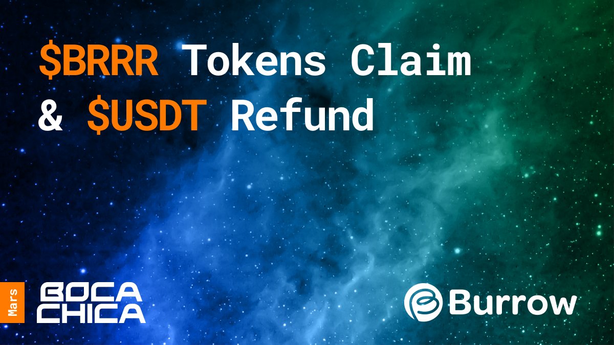 👉 $BRRR will be claimable today!

🚨Due to market conditions price might not reflect the initial sale price

💴You will also get refunded your $USDT till 5 JUNE!

👀Stay tuned for more updates on Boca Chica 

mars.bocachica.io