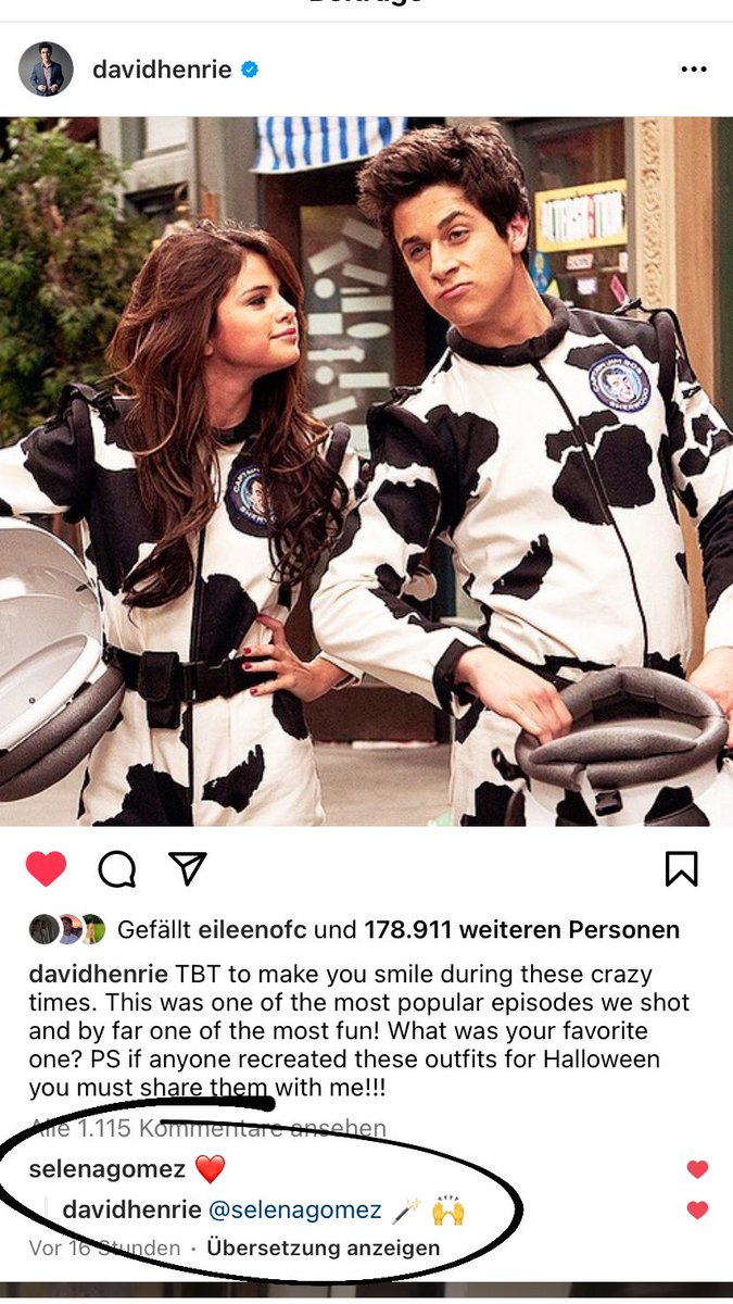 sgthrowbacks's tweet photo. Selena commented under David's latest post 🤍🖤 #thewizardsofwaverlyplace @selenagomez @DavidHenrie https://t.co/ypBWPv1sq0