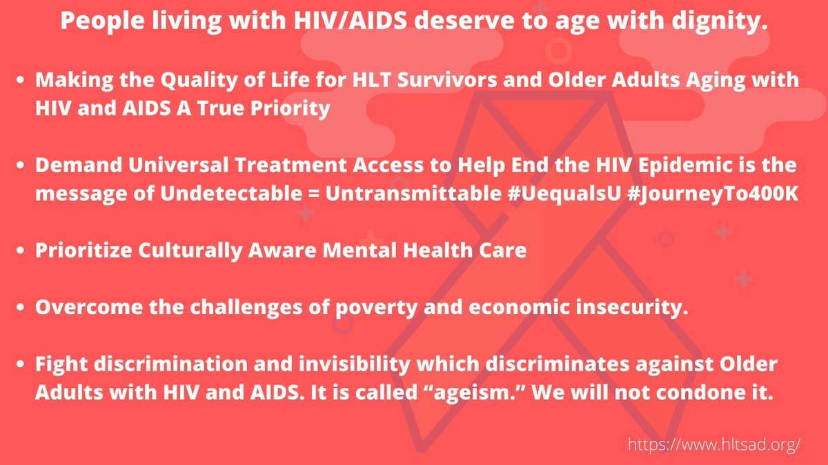 Today we observe HIV Long-Term Survivors Awareness Day with a #CallToAction to prioritize &amp; improve the quality of life for long-term survivors &amp; older adults living with #HIV.
Learn more &amp; share: hltsad.org
#Mobilize2Thrive #EndHIVEpidemic #EndStigma #HLTSAD