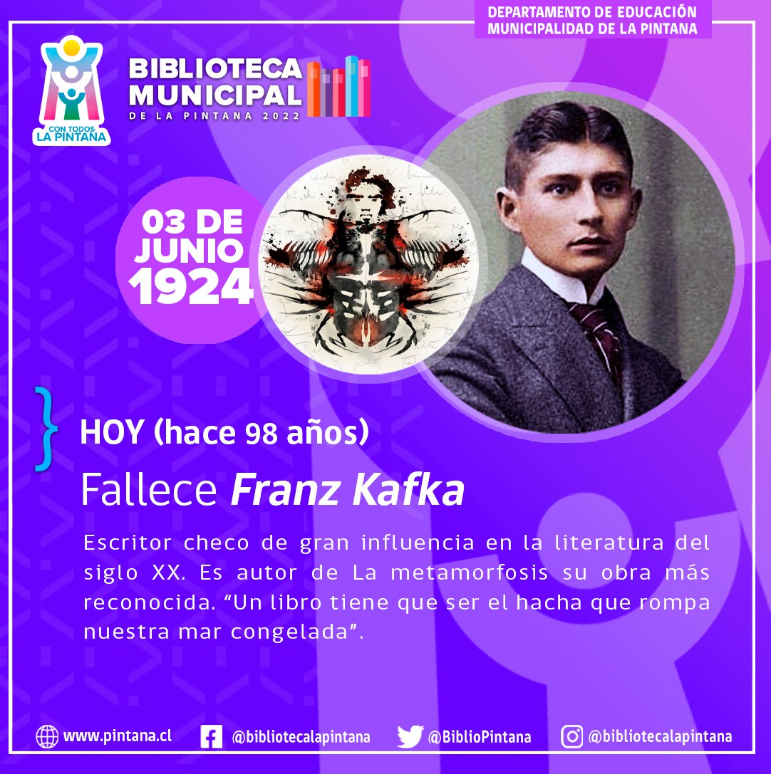 #BiblioEfemérides // Fallece Franz Kafka: Sus obras son consideradas de las más influyentes de la literatura universal y las pioneras en la fusión de elementos realistas con fantásticos.