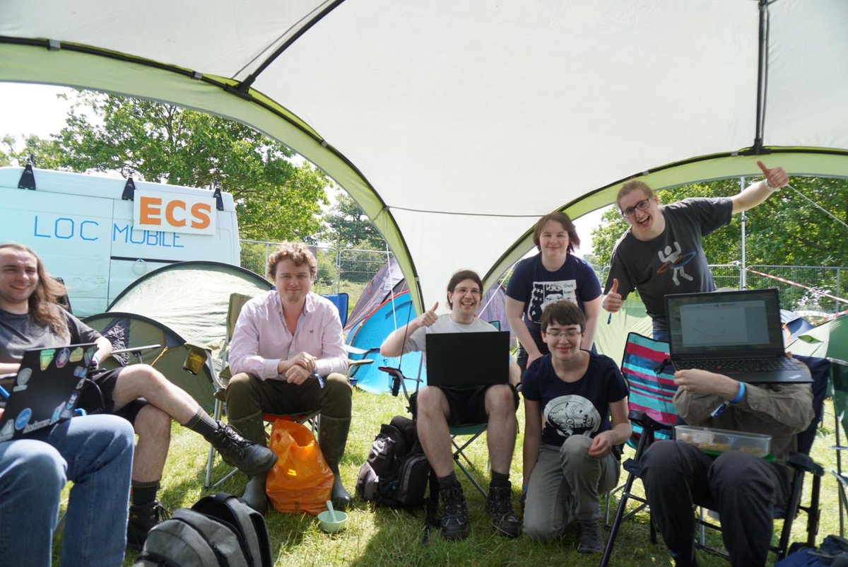 Taking a break with these Happy Campers! <a href="/emfctf/">Electromagnetic Field CTF Team</a>