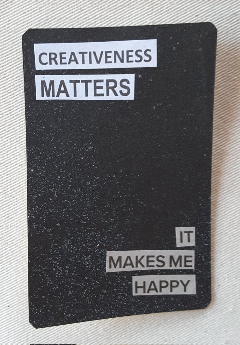 stonecatstudio1's tweet photo. Altered deck 2:7. 8♦️. The 'positive' deck. 
For some with chronic illness who can't do as much physically, creativity can be vital! Doesn't matter what kind. Draw, sew, write, collage. It all helps. Wonky photo, sorry.
#alteredcards #wordcollage #arttherapy #MultipleSclerosis https://t.co/Jjw2aplXPC