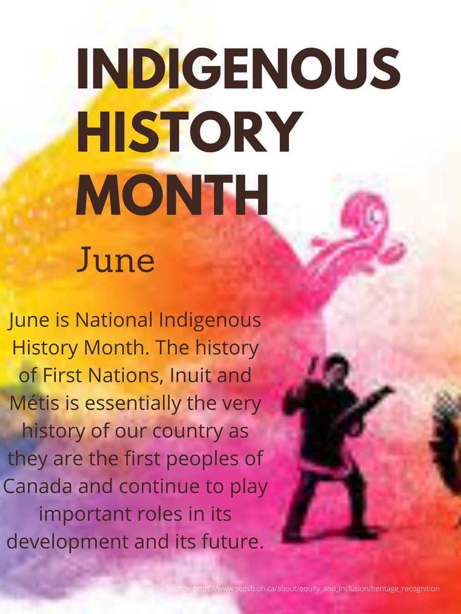 June is National Indigenous History Month. The history of First Nations, Inuit and Métis is essential to the history of our country as they are the first peoples of Canada &amp; continue to play an important role in the country &amp; developing its future. <a href="/KellyKlalonde/">Kelly Lalonde</a> <a href="/mrsashleyhilli1/">ahillier</a>