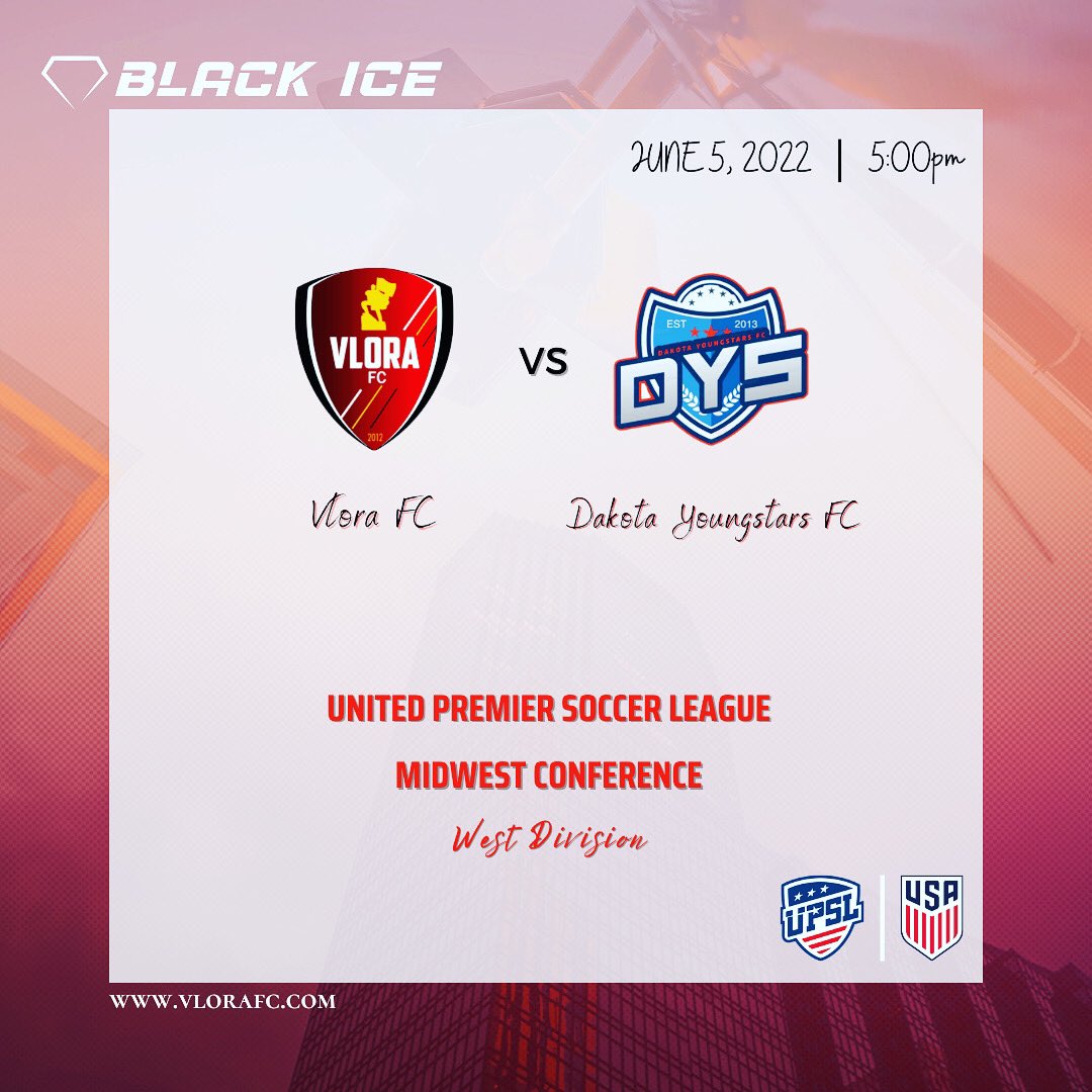 VloraFc's tweet photo. This Sunday 

🆚 Dakota Youngstars FC 
⏰ 5:00PM 
🏟 Bob Pates Stadium, Burnsvile 
🎟 $10 at the gate 
📺 Eleven Sports 

Come and support your Vlora remain undefeated and stay top of the table.

#forzavlora🔴⚫️ https://t.co/mkVdAD3iaA