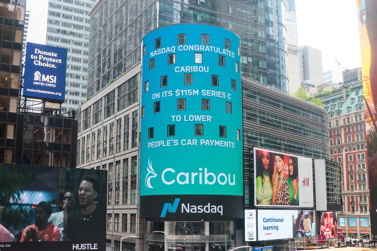 gocaribou's tweet photo. Exciting news from NYC- @Nasdaq celebrated our Series C news on their Times Square tower!🎉

Thanks for your support and for sharing our big news! #fintechnews #fintech https://t.co/G3kBYJFcvw