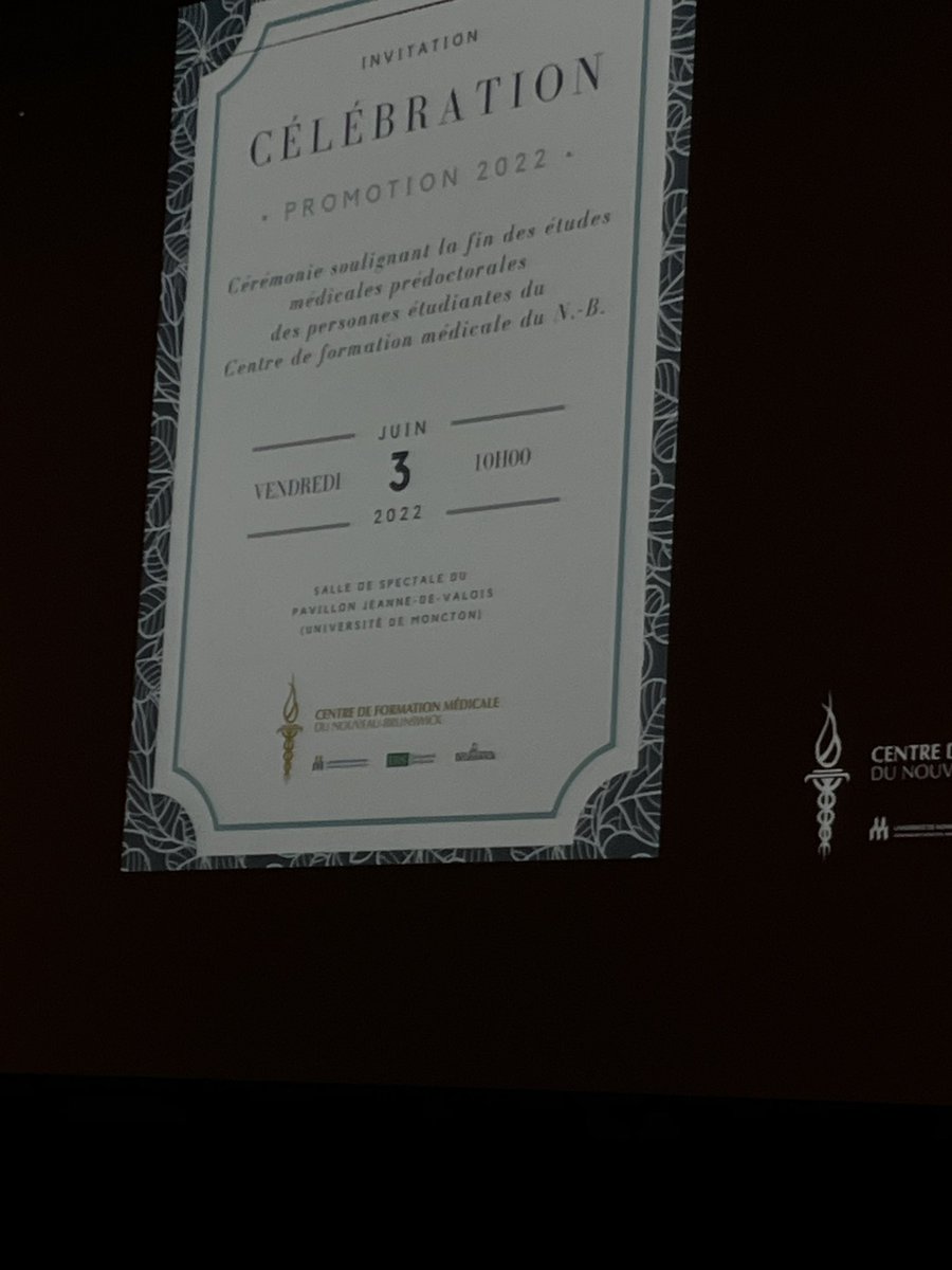 Nous soulignons la cérémonie de fin des études prédoctorales des personnes étudiantes du Centre de formation médicale du NB. Bravo ! <a href="/campus_moncton/">UMoncton - Moncton</a> <a href="/USherbrooke/">Université de Sherbrooke</a> <a href="/VitaliteNB/">Réseau de santé Vitalité</a> <a href="/Gov_NB/">Government of NB</a>