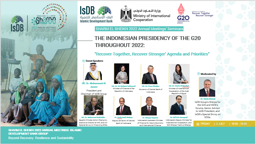 isdb_group's tweet photo. 4:00 PM #IsDBAMsNow 📣 | Happening shortly
The 2022 Indonesian Presidency of the G20: “Recover Together, Recover Stronger” Agenda and Priorities.
It’s live-streamed here: https://t.co/Ue414Pj8sj https://t.co/Bwih23SNUz