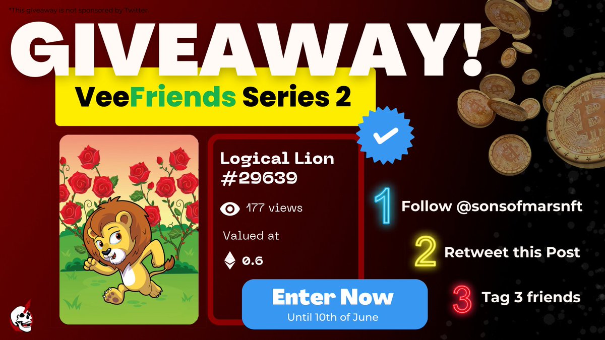 VeeFRIENDS #NFTGiveaway Valued at over 0.6ETH🏆

Celebrate with us for the reveal of our legendary lion helmet and win a VeeFriends S2.

You only have to:
👉Follow <a href="/sonsofmarsnft/">Sons Of Mars</a>, Retweet this post &amp; Tag 3 friends 

💥Ends 10th June!

#NFTCommunity #NFTdrop #VeeFriends <a href="/garyvee/">Gary Vaynerchuk</a>