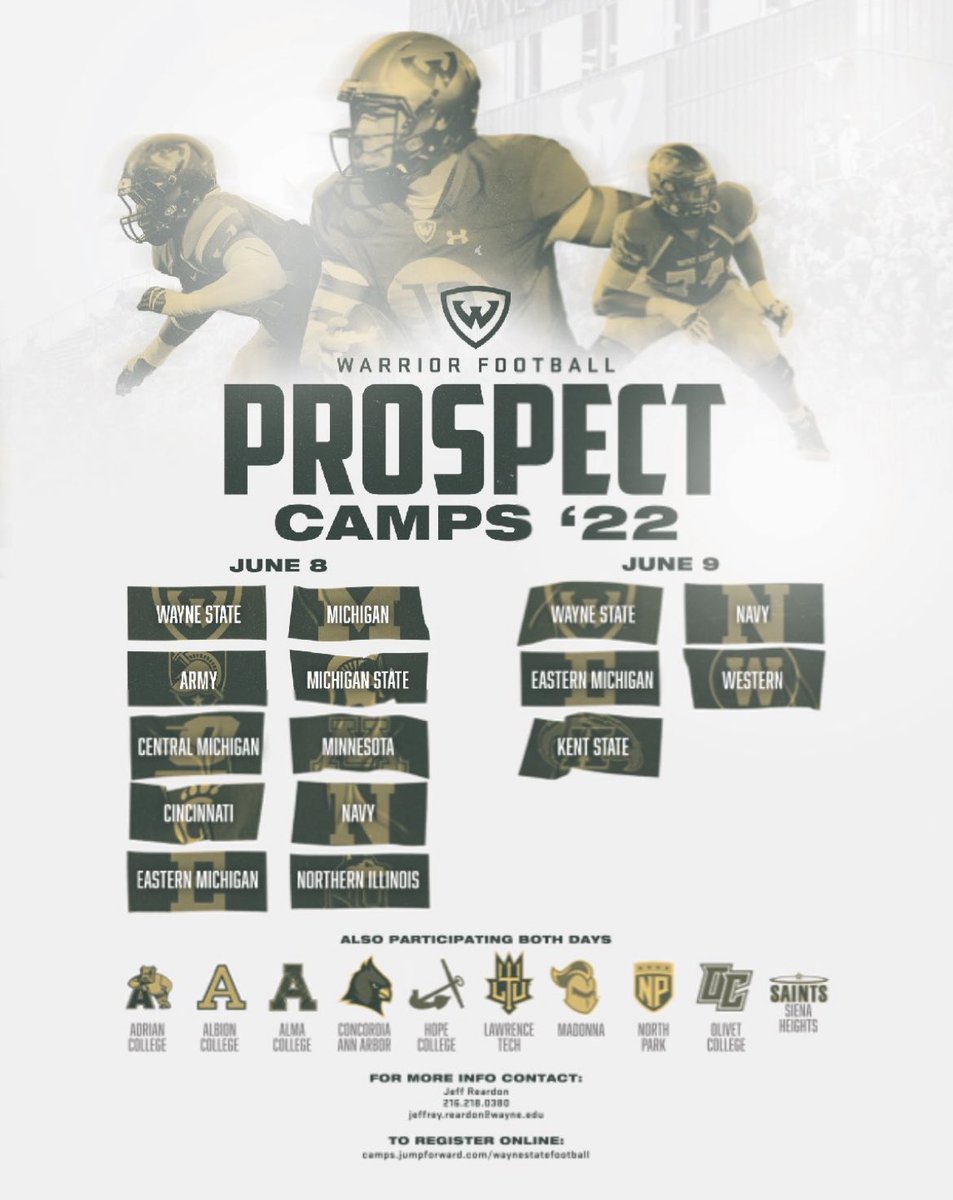Joseph Hensel (@coach_hensel) on Twitter photo 2022-06-03 13:21:47 Over 20 Scholarship Schools will be in attendance @WSUWarriorFB camp next week. They are ready to make offers! Sign up today camps.jumpforward.com/waynestatefoot… Over 20 Scholarship Schools will be in attendance @WSUWarriorFB camp next week. They are ready to make offers! Sign up today camps.jumpforward.com/waynestatefoot…