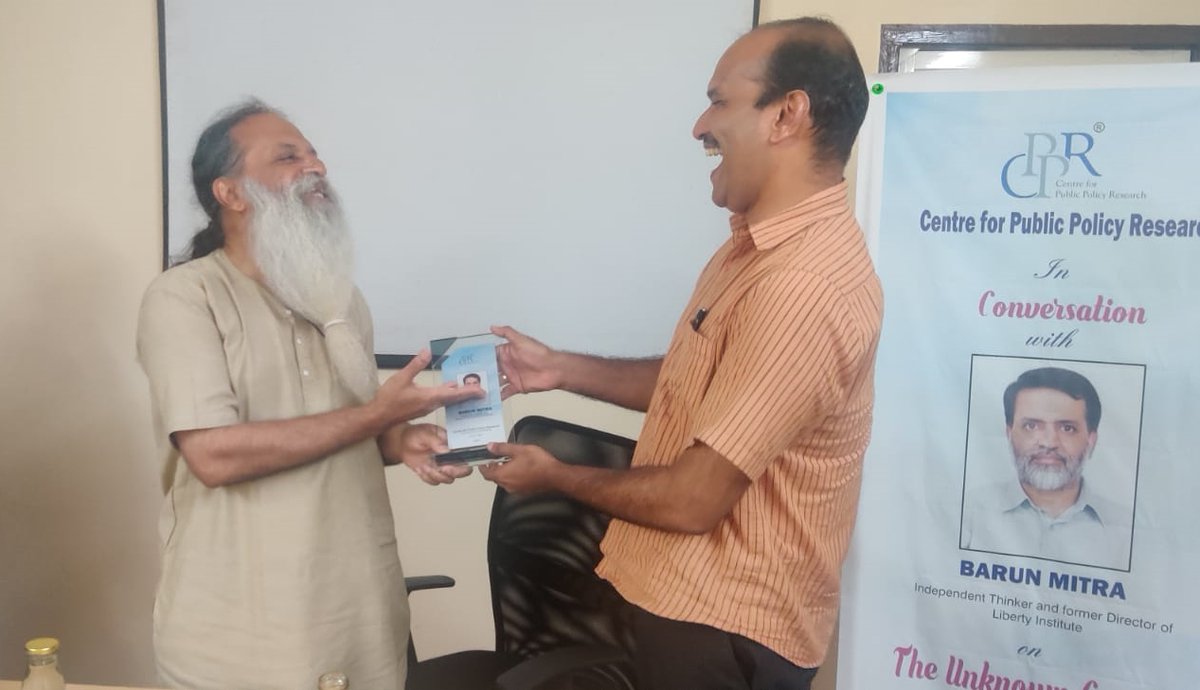 CPPRIndia's tweet photo. Our Chairman @dhanuraj Sharing a laugh with @barunsmitra and presenting him with a token of our appreciation at #CPPROfficeTalks
#thinktank #livetweets #UnknownGandhi #office #lifeatCPPR https://t.co/vyriBwz9sJ