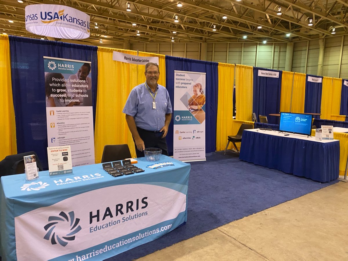 HarrisEduSol's tweet photo. Last day at the @usa-kansas Conference! You’ll find us at Booth 107-108 and we’re excited to show you how Kansas educators are using HES products! https://t.co/uyIDMpbwYT