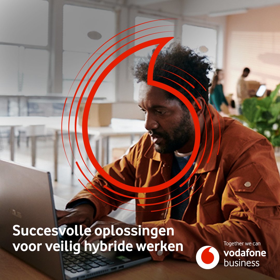 vodafoneNL's tweet photo. Wie kan schakelen, kan versnellen. Maak samen met ons veilig hybride werken mogelijk voor al uw medewerkers, op elke locatie en op elk device. #TogetherWeCan