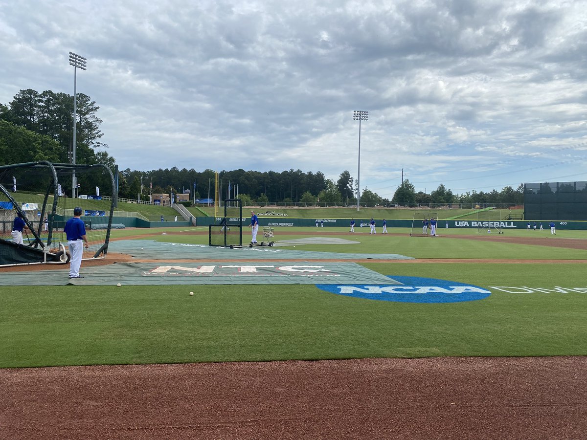 Guys have been killing it here @NTCCary. Logos and lines laid down. Introduced 20bags of @DuraEdge Proslide to aid in our moisturize management. Long day of practice today then it’s game on tmrw. @NCAADII #Div2Natty