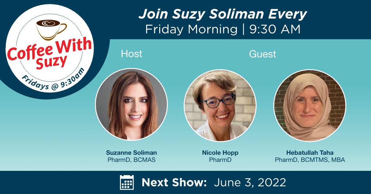 pharmacistmoms's tweet photo. The next episode of Coffee with Suzy is LIVE! Tune in on our livestream on LinkedIn, Instagram, and Facebook now on our Pharmacist Moms Group page. https://t.co/q9vtLm4GYx #coffeewithsuzy #pharmacistmoms #womeninpharmacy https://t.co/CNSlAqerCf