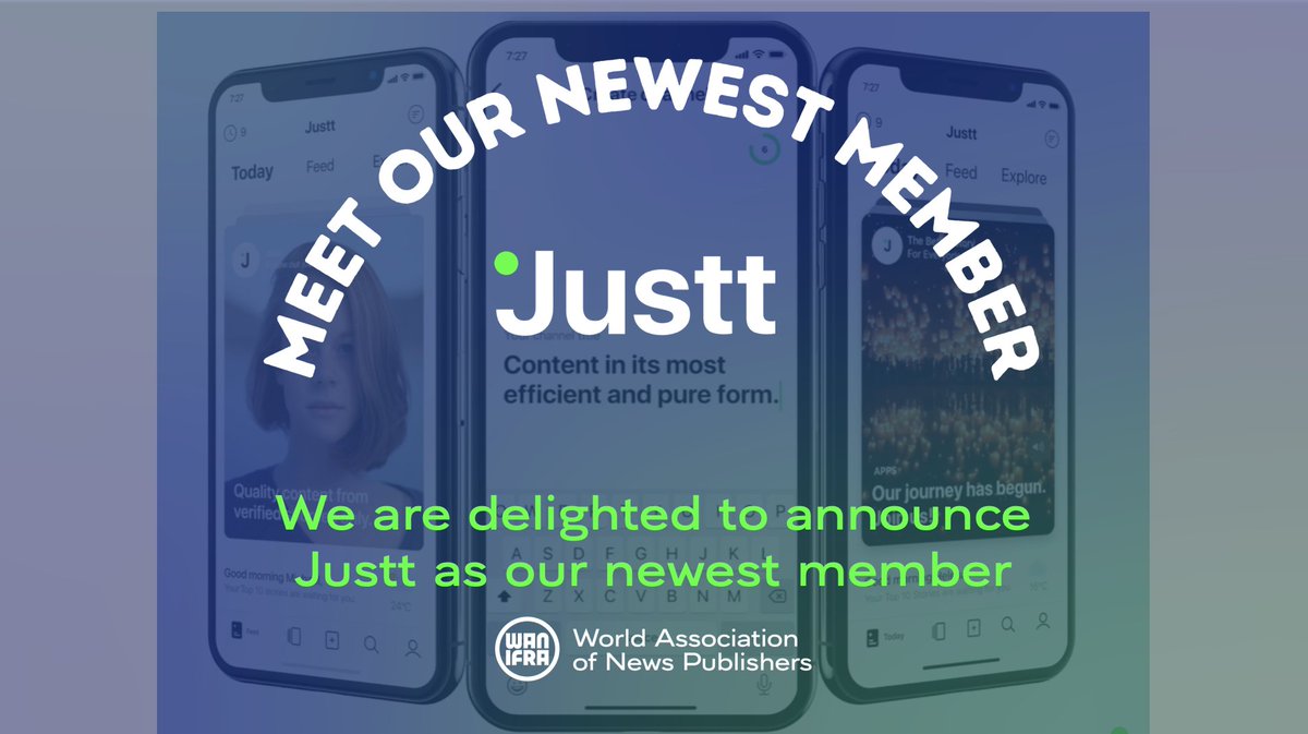 vincentpeyregne's tweet photo. We are delighted to welcome Justt as our newest member. Great content deserves great apps like @justt_app, a new and unique publishing platform that breaks new ground to serve high-quality news content with cutting-edge tech and clever UX. Meet the team https://t.co/P5DgehTL3V https://t.co/hPtmGHkUNy