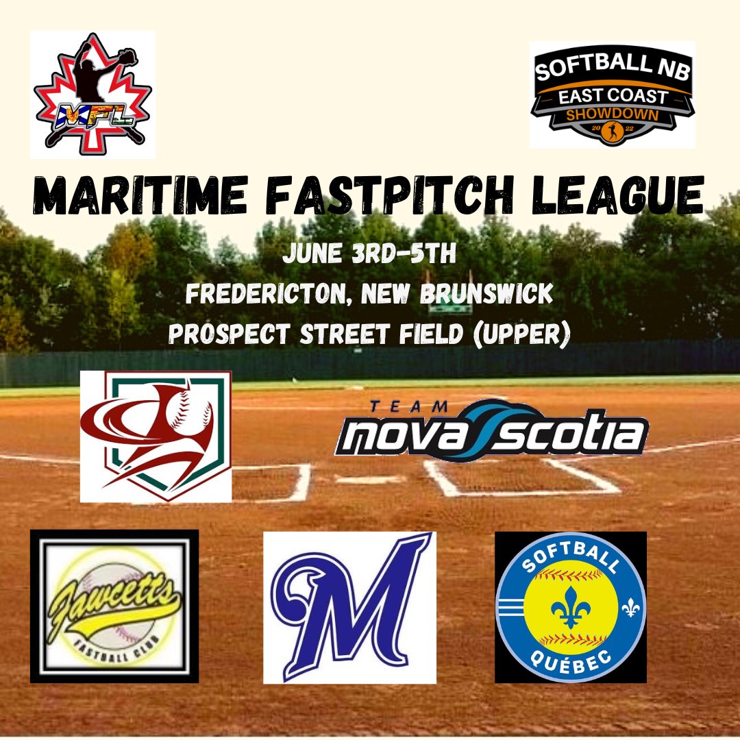 maritimefleague's tweet photo. Maritime Fastpitch League season kicks off tonight in Fredericton!!
The East Hants Mastodons will face the NS Canada Games Team at 8pm at the Prospect Rd Upper Field. 
Any fans in the area are urged to get out and see some fantastic action all weekend! https://t.co/7NavFmlKTt