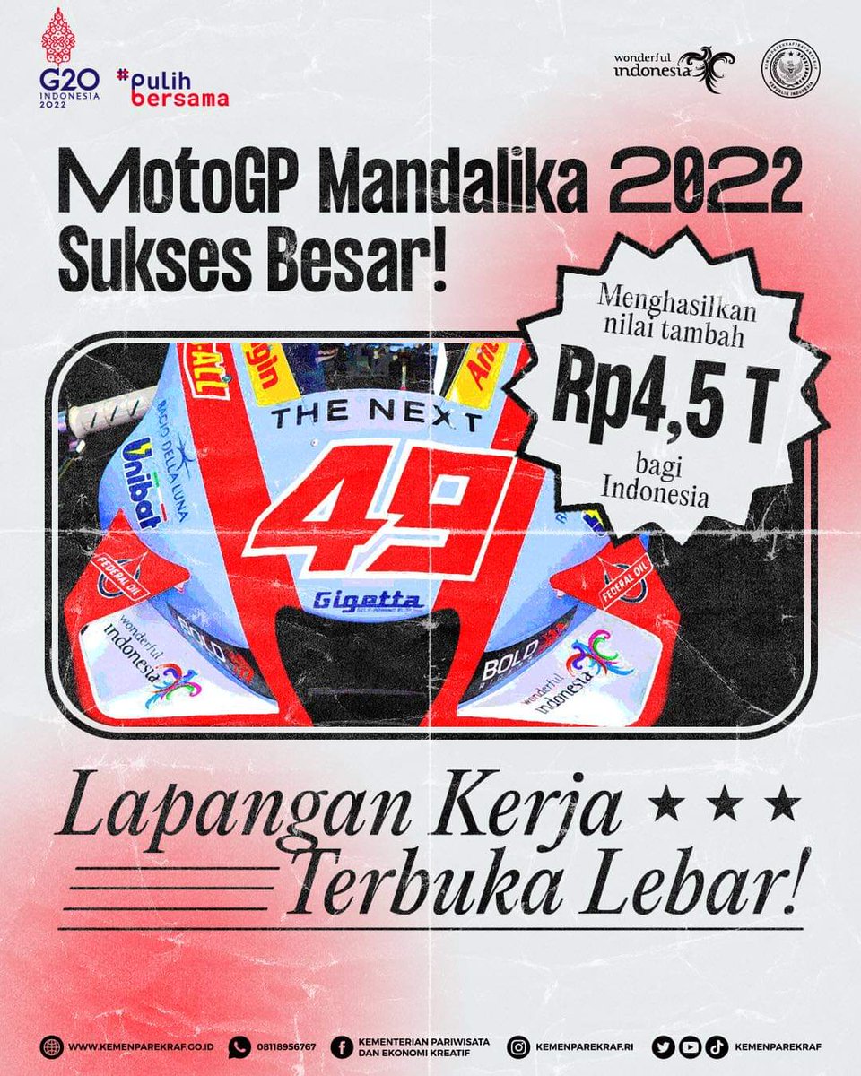 sandiuno's tweet photo. Kami baru saja melakukan evaluasi dampak ekonomi yang terasa dari perhelatan MotoGP Mandalika pada bulan Maret lalu. https://t.co/GPt9L9mW1B