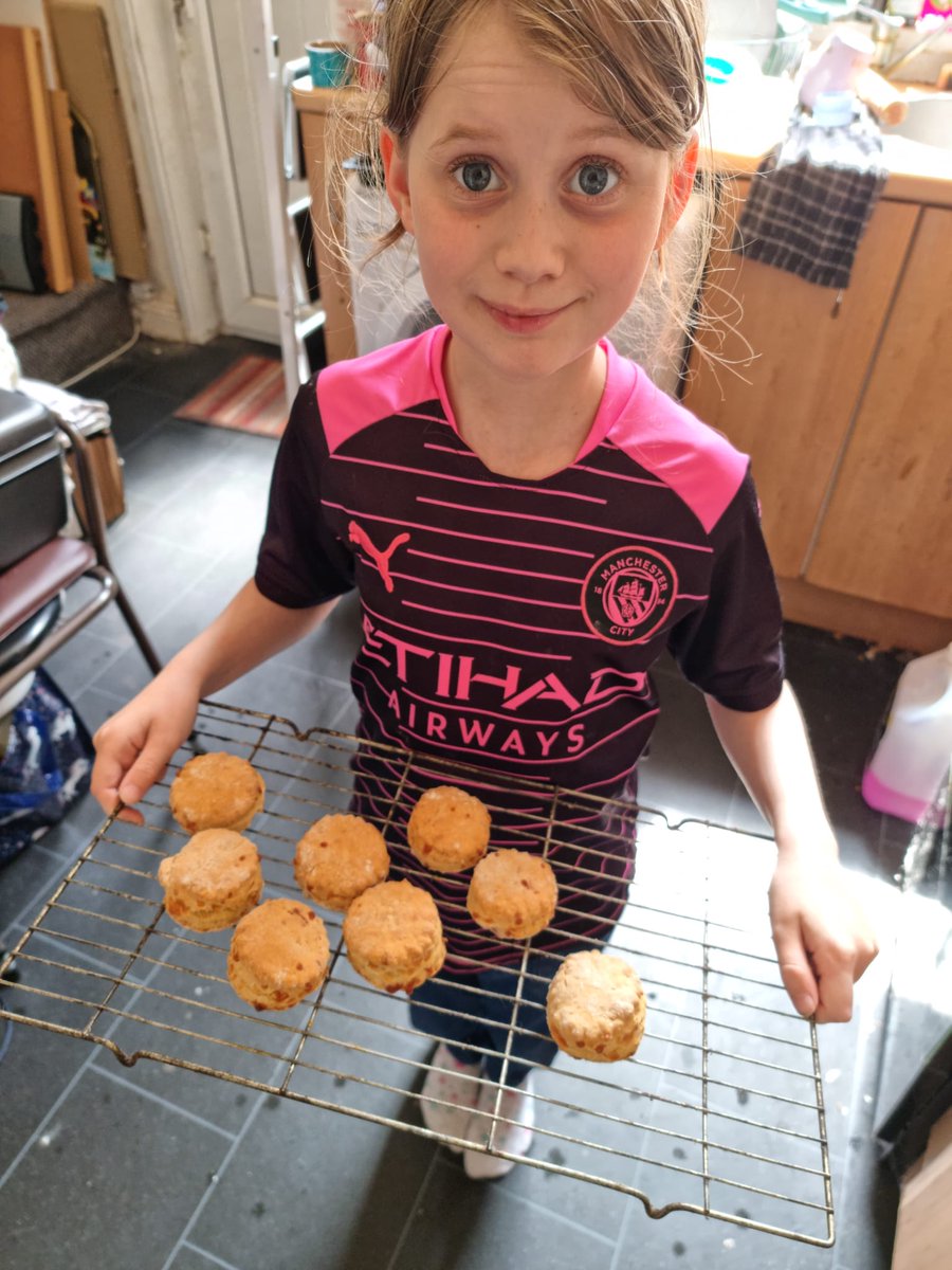 Sammy29040105's tweet photo. Kahlan-Cara doing WWII scones for her homework. She loved baking and can't wait to do it again with different recipes. @_misscorcoran @MsSteeleWB @wild_bank @HtMrsc https://t.co/TWaxgEpFKB