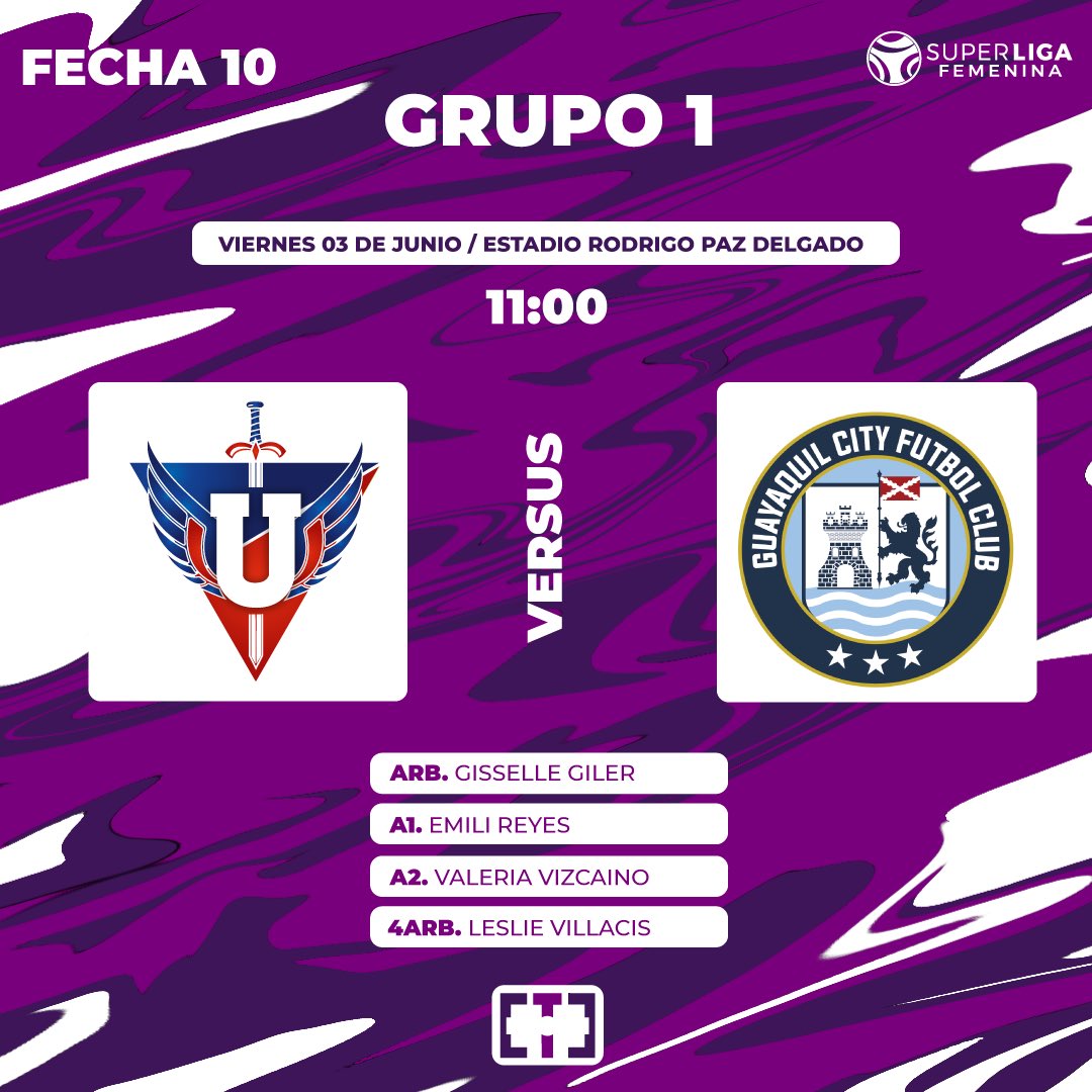 Triplete593's tweet photo. #Fecha10 | SúperLiga Femenina 2️⃣0️⃣2️⃣2️⃣ 🇪🇨⚽️
¡Décima Fecha! 👀
Estos son los partidos y las designaciones arbitrales para esta décima fecha del Grupo 1️⃣ de la SLF2022. 🏆
#SuperLigaFemenina #slf2022 #futbol #FútbolFemenino #Ecuador #Mujeres #Deporte #triplete593 https://t.co/sLTjC61TfW