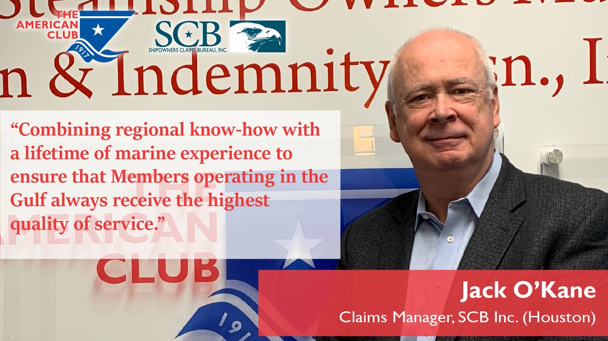 americanpandi's tweet photo. #MeetOurPeople Jack O’Kane is #ClaimsManager for the Mgrs of #AmericanPandI and @EO_Marine in #Houston. With a BA from @SetonHall & 25+ yrs in the #MaritimeIndusty. Experienced in #Marine and #OffshoreEnergy, #H&M, Excess #MarineLiability, #Crewclaims and vessel liabilities. https://t.co/OVkMQyrmEN