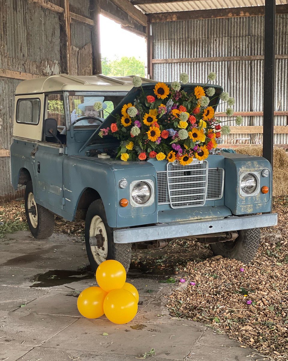 Jubilee themed barn party! Good to see the queen in the driving seat! #Jubilee #queensjubilee