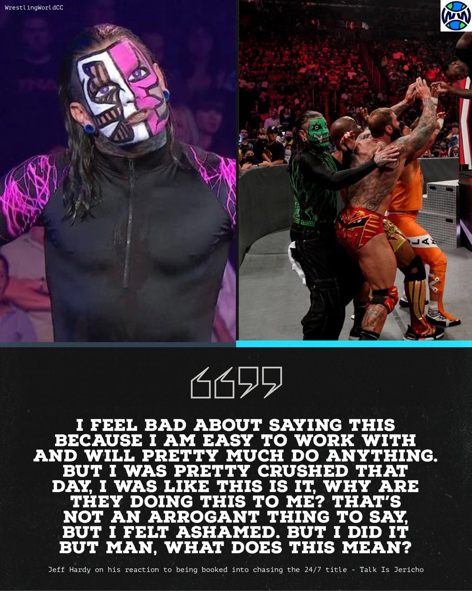 RT @WrestlingWCC: Jeff Hardy felt ashamed to be chasing the WWE 24/7 title https://t.co/oQ0XPduQ1g