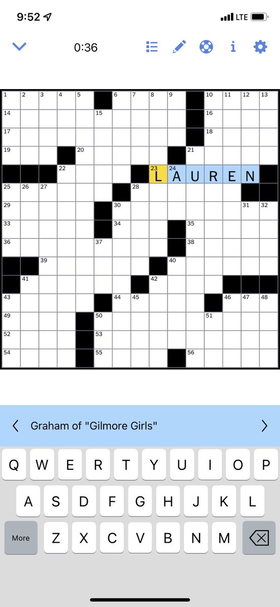 loganann22's tweet photo. Might be the only one I know in the Friday crossword😂 @thelaurengraham https://t.co/TqpYewMcMT