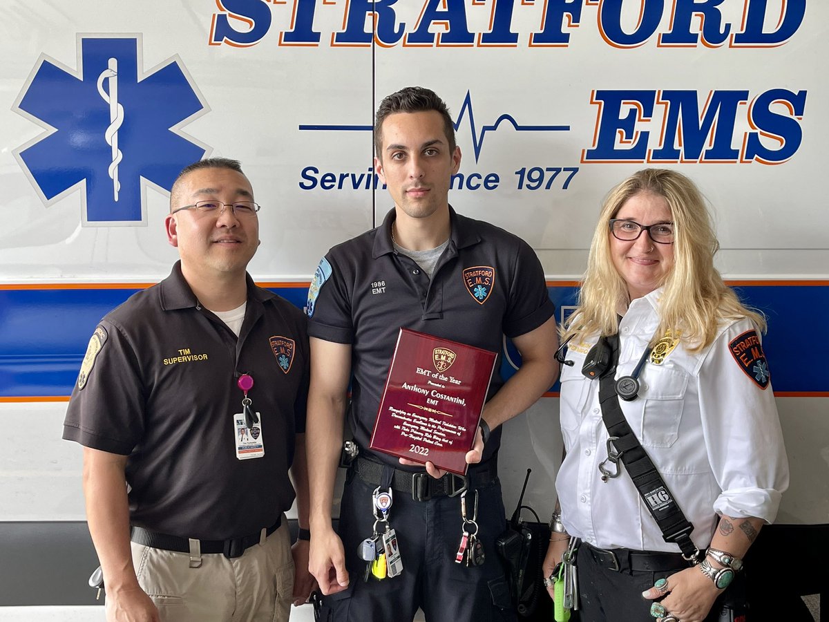 StratfordEMS1's tweet photo. of the year for his calm, experienced and dedicated provision of EMS. EMT Costantini was unable to make our recent awards banquet congratulations EMT Costantini and Thank you for your dedication to service excellence! #sems #svemsa #stratfordems #semstec https://t.co/psPUhNcBOB