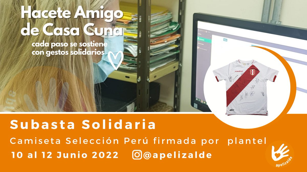 apelizalde's tweet photo. ¡Imperdible!
🔜Subasta Solidaria ¡¡Hacete amigo de Casa Cuna¡¡
Camiseta de la Selección de Perú firmada por el plantel!!!!! @garecaoficial @tufpfoficial
https://t.co/6GCd4PJfSS
10 al 12 de junio 👉🏻 Instagram @apelizalde

#yocolaboroconapelizalde #sumate #solidaridadargentina https://t.co/oZO18ERRwM