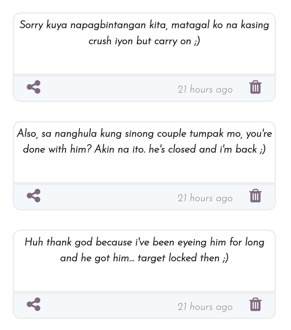 you do you, pero sana 'wag maninira ng relasyon ha. 'di ko kasi gets ano point mo pero sige, salamat sa chismis siguro. HAHAHA.