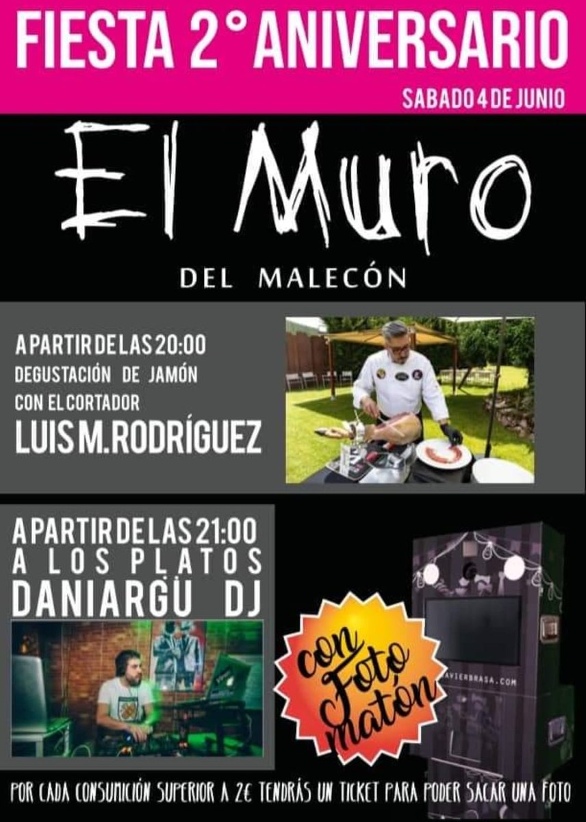 valdeorrasfesta's tweet photo. Mañá teremos a festa do 2o aniversario no bar "El Muro" do Malecón🎧📢🎤
#valdeorrasenfestas #obarco #ElMuro #Sabado #DJ #ElPanda #Jamon # https://t.co/kV8rP3ru0C