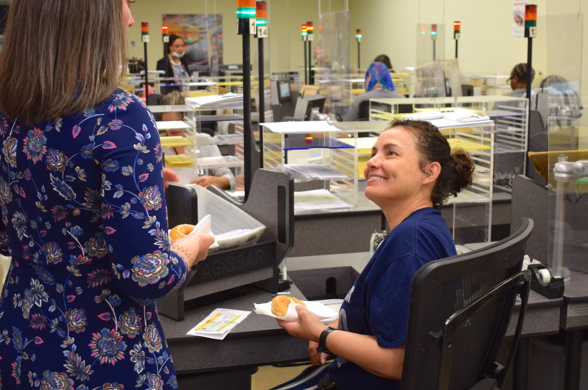 oktaxcommission's tweet photo. Happy #NationalDonutDay! As a token of appreciation, OTC leadership greeted our onsite employees this morning with fresh Krispy Kreme donuts! #BeOTC https://t.co/YwigLLZhnI