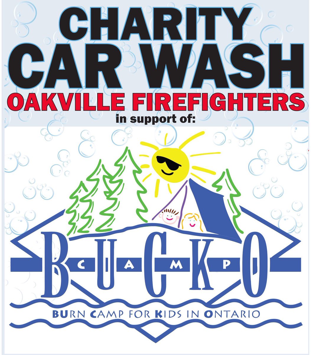 Come see your Oakville Firefighters tomorrow at our charity car wash for Camp Bucko!  We are accepting donations  for Camp Bucko (Burn Camp For Kids in Ontario) at the Longos plaza at Burloak and QEW.