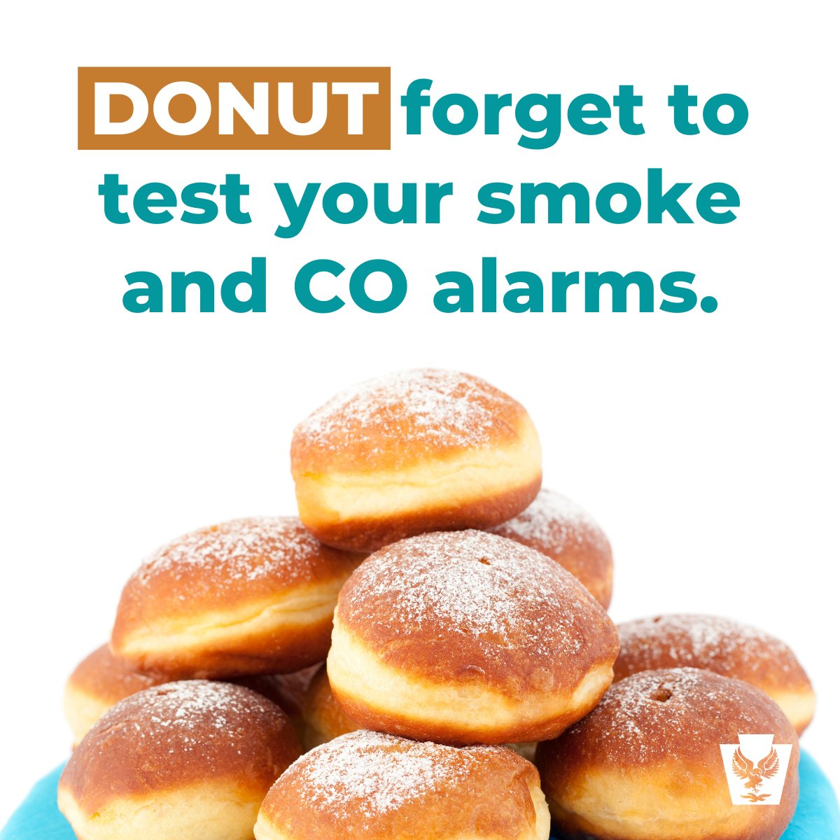 PEMAHQ's tweet photo. 🍩 DONUT forget to test your smoke and carbon monoxide alarms.

Working alarms save lives.

Learn more about fire safety: https://t.co/qBbodBQoPF

#NationalDonutDay #DonutDay #BeFireSafePA https://t.co/5VmwDNvwfk