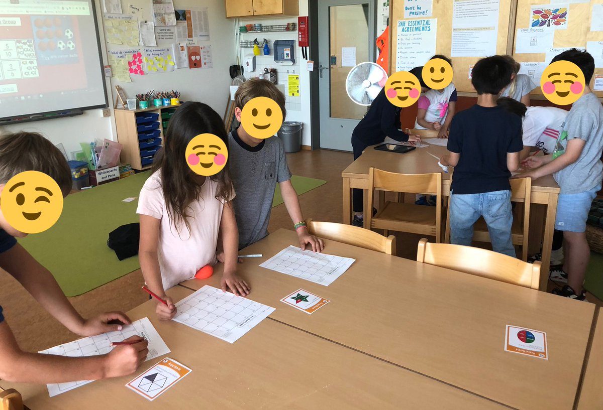 ali_hobden's tweet image. G3 fractions exploration continues. This time representing fractions as part of a group. Followed by a Fractions Scoot to finish off the lesson. #thinkingclassroom #fractions #pypmaths