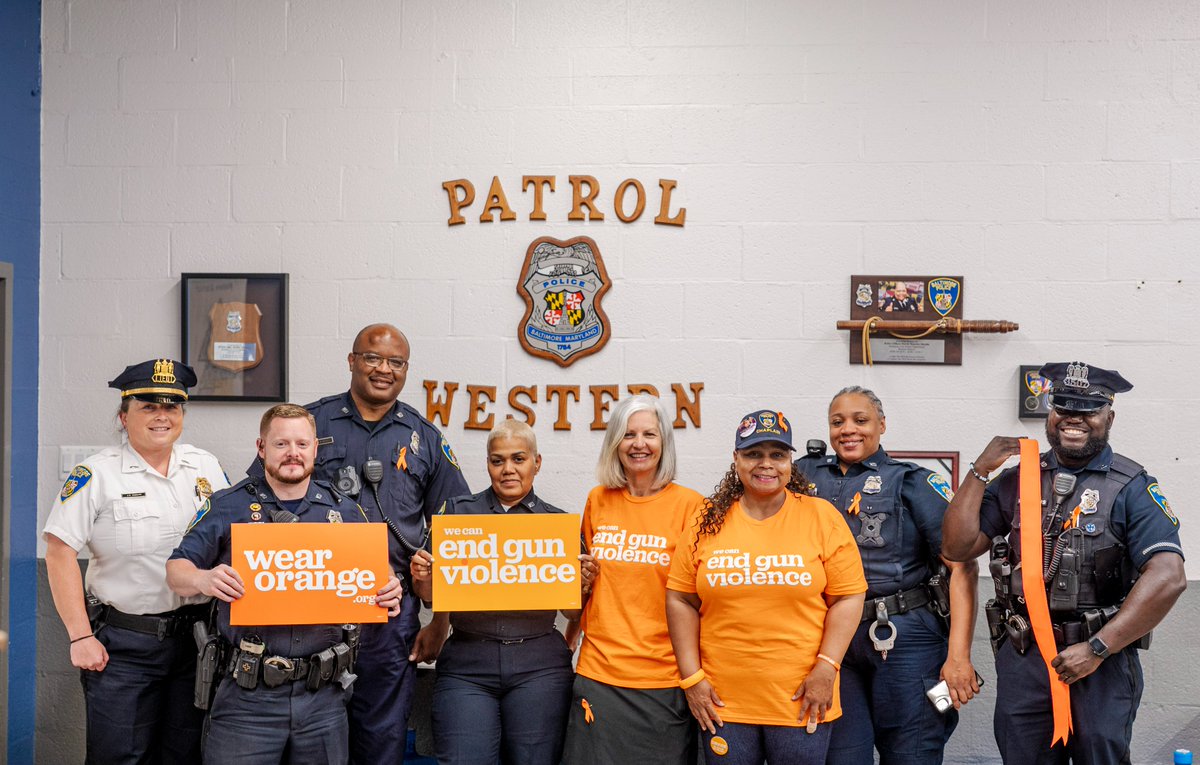 BaltimorePolice's tweet photo. Today, individuals from throughout the nation will #WearOrange to memorialize victims and survivors of gun violence and demand a future free of gun violence. https://t.co/bojM5cAEIW