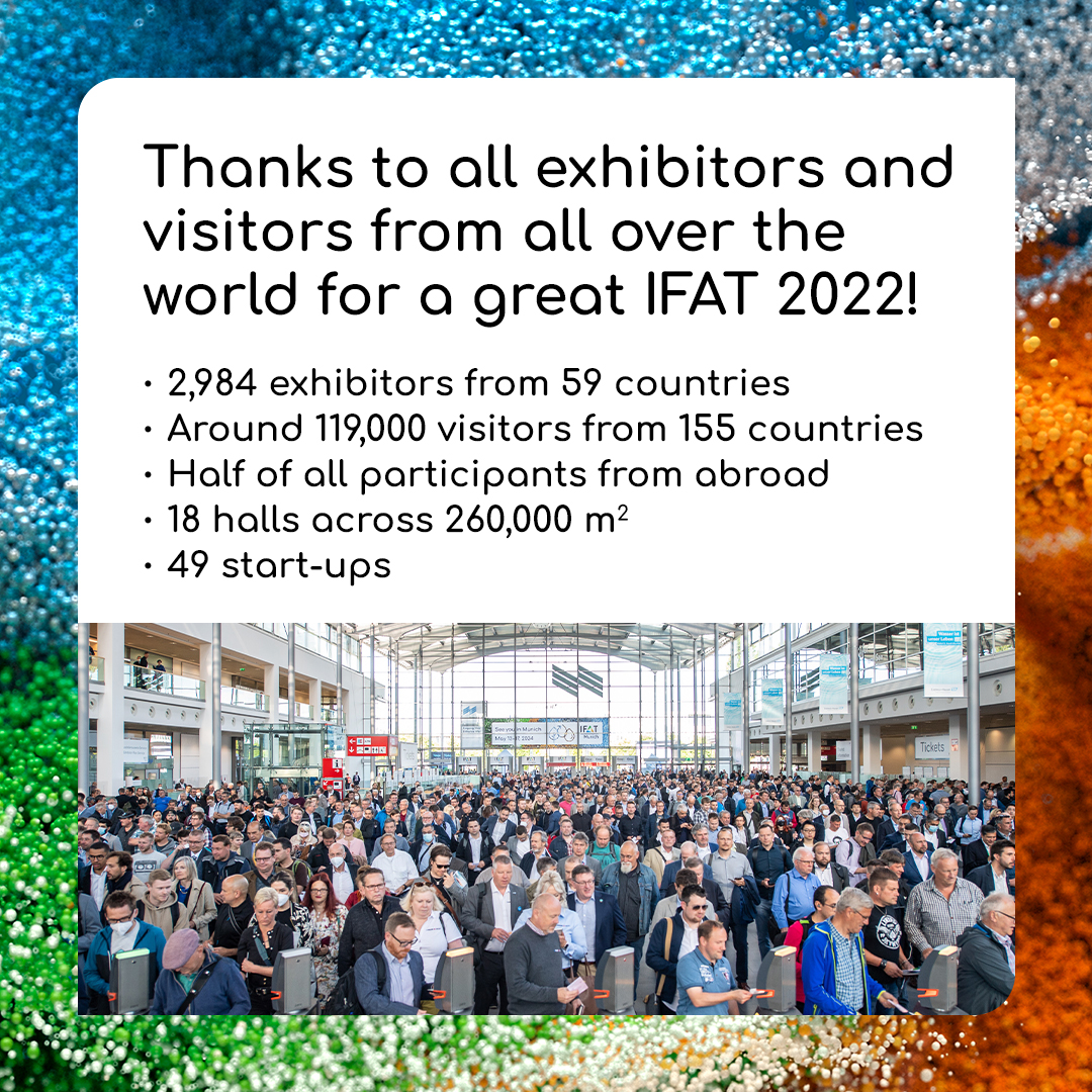 A week full of #inspiration, #networking and #businessopportunities comes to a close. We are overwhelmed and proud and can only say one thing: Thank you to all exhibitors and visitors! #IFAT2022 #IFAT