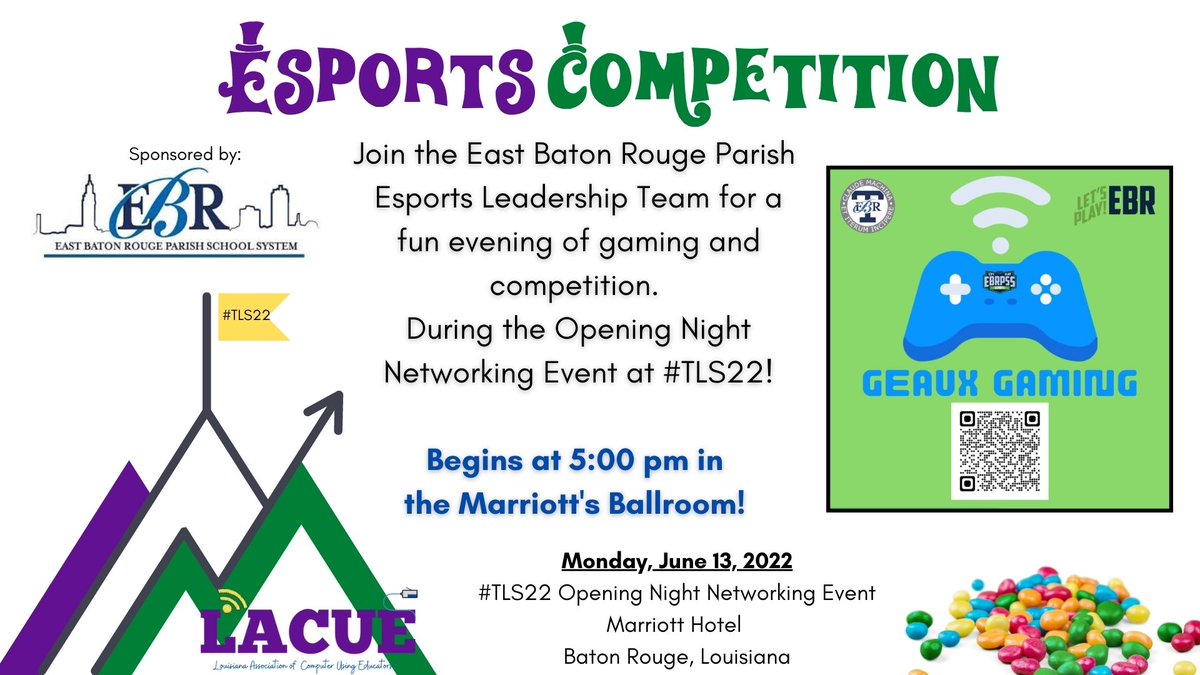 We are so excited that <a href="/EBRPSSeSports/">EBR Schools Esports Program</a> will be sponsoring a great eSports competition to kick off #TLS22!  #WeAreLACUE <a href="/jefferyh1980/">MC Harrison</a> <a href="/sgauthier/">Susan Gauthier</a>