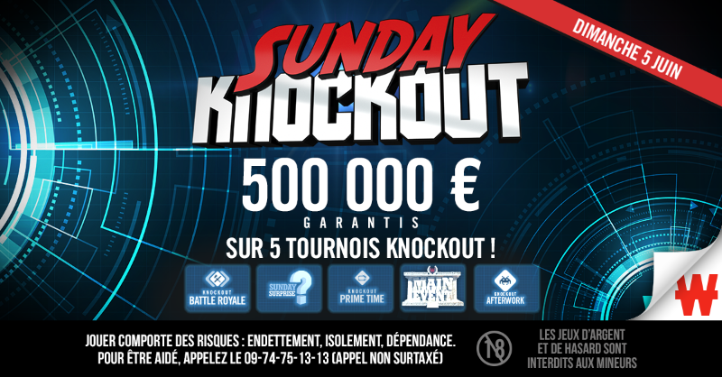 Winamax's tweet photo. 🦷 Les dents ont volé sur le #SundayKnockout : on vous présente les vainqueurs par KO et les replays des finales. ⤵️