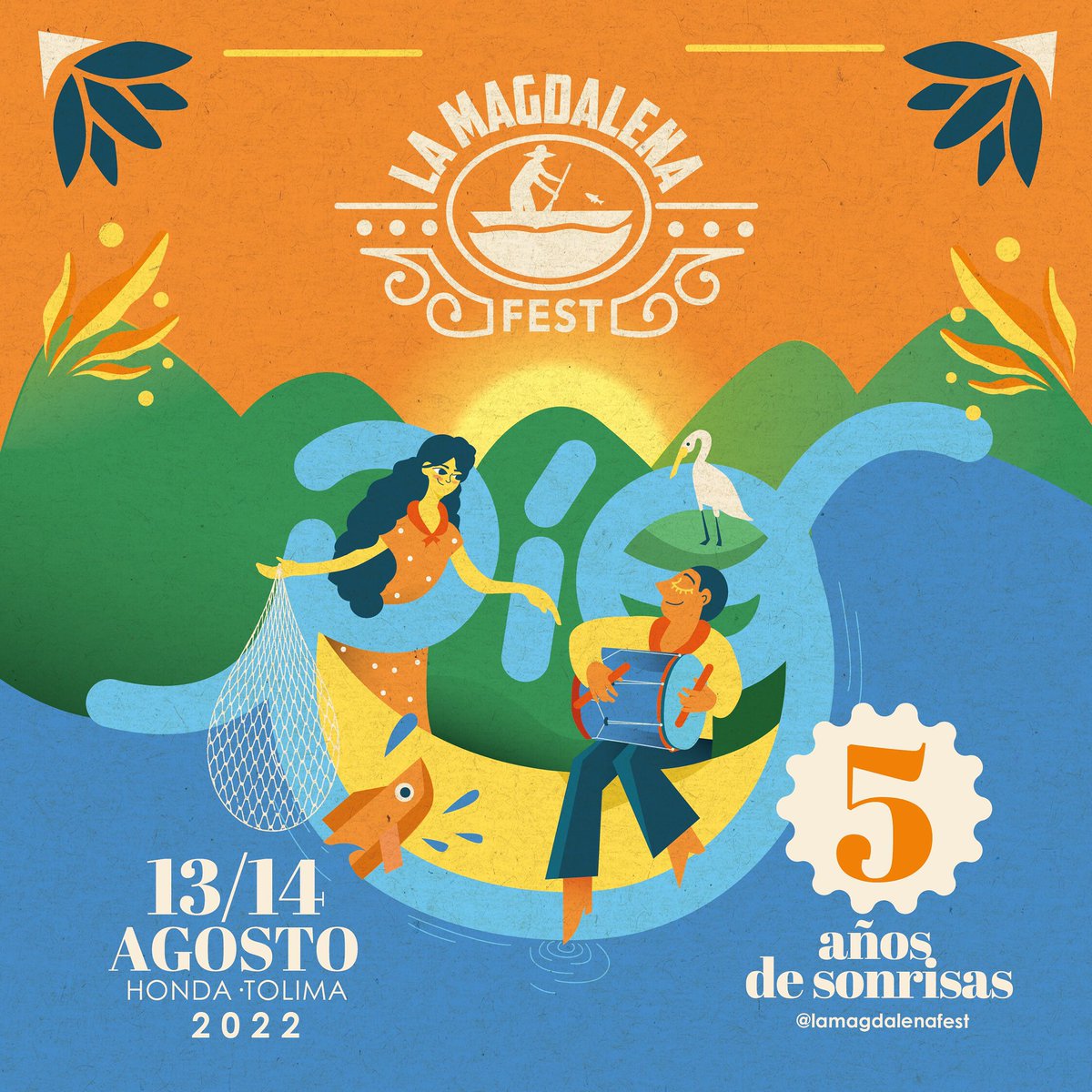 lamagdalenafest's tweet photo. La Magdalena Fest 5 años haciéndonos sonreir. 5 años de honrar al río y aprender de él, de poner en ojos de todo el país este territorio patrimonial. Invitados a esta fiesta de vida, cultura y alegría el 13 y 14 de agosto ¿Celebramos juntos? #LaMagdalenaFest #LMF5 https://t.co/dYXPjdUHxL