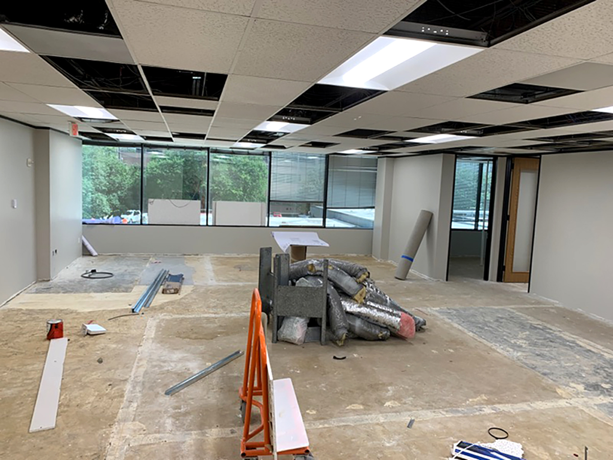 PetroLedger's tweet photo. Big things are happening at our Houston office! Here's a few shots of the renovation progress, featuring Simon Cormack starting his first day in his temporary digs. Welcome to the team, Simon! https://t.co/ZBOMxbGskw