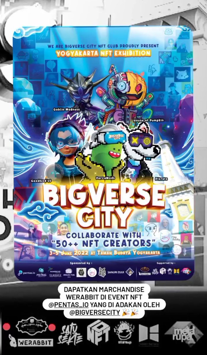 Yang Dapat Marchandise <a href="/WeRabbit_NFT/">WeRabbit</a> nanti bisa di fotoin disini 😘

Thanks <a href="/BigverseCity/">Bigverse City</a> telah memberikan Wadah 🙏
Ayo Kawan Kawan Bantu Share ke temn teman mu, untuk datang dan ramaikan EVENT INI 🎉🎉🎉🎉

Cuma bisa Support dari jauh #Semangat 🎉