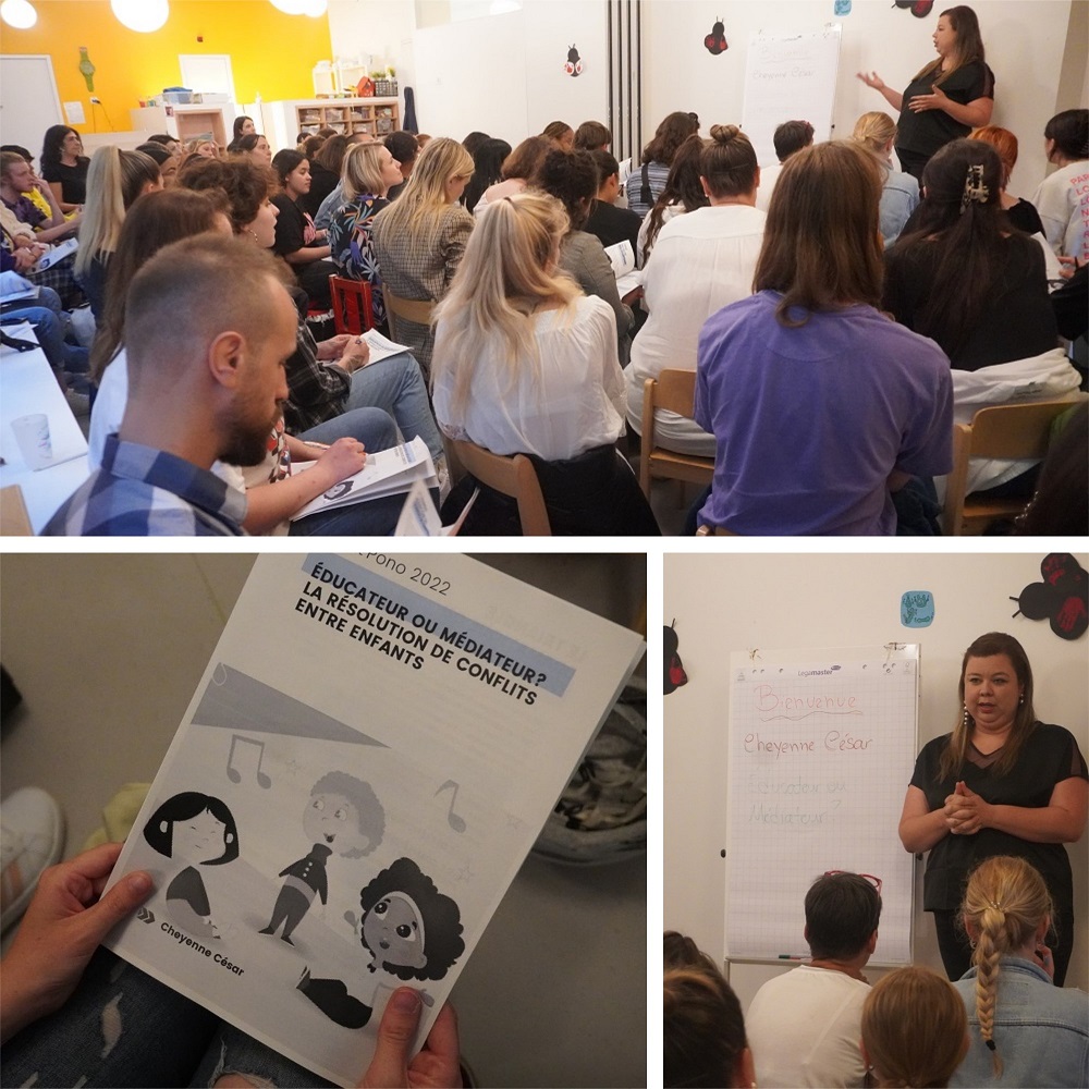 educalis_ch's tweet photo. Nos professionnels de l’enfance ont suivi hier une formation sur la thématique de la résolution des conflits entre enfants. La pédagogue Cheyenne César a transmis différents outils éducatifs pour les aider à se concentrer sur la victime plutôt que sur le persécuteur. https://t.co/CPHET0SXoM