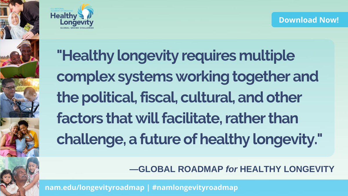 How can our societies shift to sustain long lives that are healthier and more fulfilling? Authors of a new @theNAMedicine consensus study offer multi-sector recommendations to reshape societies globally by 2050: bit.ly/38rZIt6 
#namlongevityroadmap @sharon_inouye