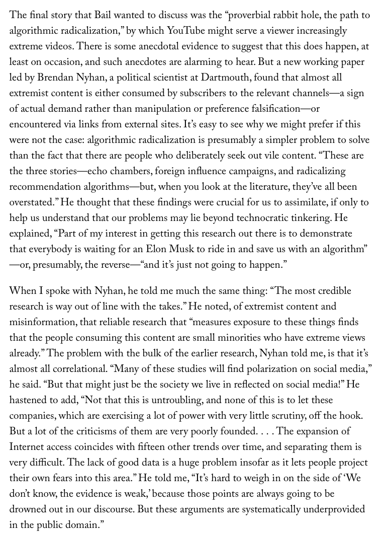 BrendanNyhan's tweet photo. My takes in excellent new Gideon Lewis-Kraus @NewYorker story on what we know and don't know about the effects of social media https://t.co/Ac23Cha4V0 https://t.co/vI0nPSpQgI